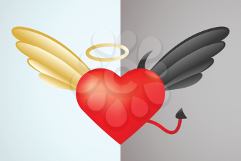 Two opposite heart parts abstract illustration.