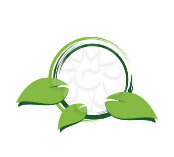 Green leaf label ecology nature concept vector illustration.