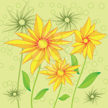 abstract yellow flowers background vector illustration