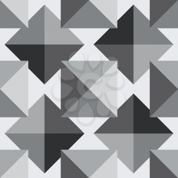 black and white color geometrical pyramid seamless pattern vector design
