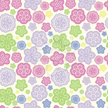 summer meadow color abstract flower seamless pattern vector background illustration