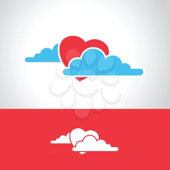 heart in clouds abstract love concept vector illustration