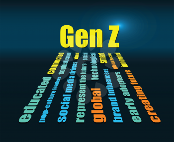generation z word characteristics abstract vector illustration