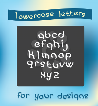Lowercase english alphabet letters. Handwritten font character symbols. Vector illustration.