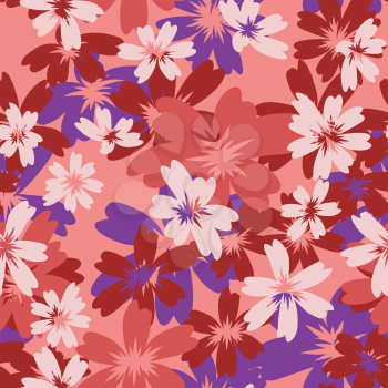 Flowers spring summer color seamless pattern. Vector illustration. Fantasy flourish decor wallpaper.