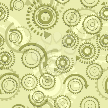 Technical gears seamless pattern. Vector illustration. Engineering mechanic transmission background.