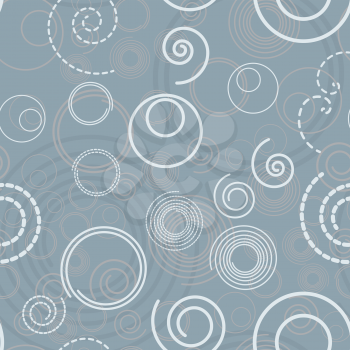 Blue spiral seamless pattern. Vector illustration. Circle light simple decorative background. Abstract template.
