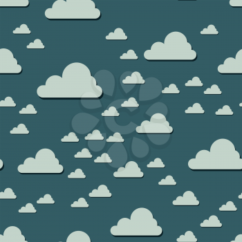 Clouds seamless pattern. Vector illustration. Abstract cartoon cloudscape decorative background. Cloud repetition endless scrapbook template.