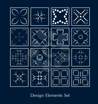 Logo elements set. Vector illustration. Design sign template collection. Emblem symbols dotted decorative minimal identity.