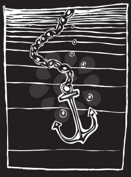 Royalty Free Clipart Image of an Anchor Being Dropped 