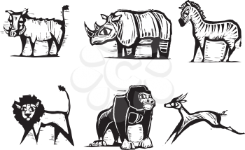 Royalty Free Clipart Image of a Group of Animals 