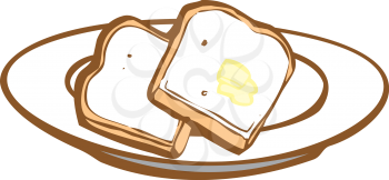 Royalty Free Clipart Image of Buttered Toast