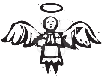 Royalty Free Clipart Image of an Angel Singing 