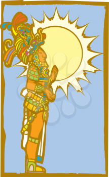 Royalty Free Clipart Image of a Mayan Lord