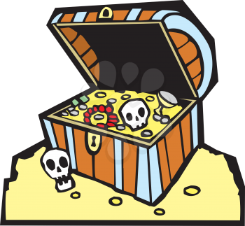 Royalty Free Clipart Image of Pirate Treasure