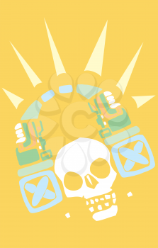 Royalty Free Clipart Image of a Skull Wearing Headphones