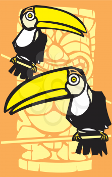 Royalty Free Clipart Image of Toucan Birds