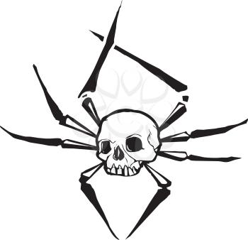 Royalty Free Clipart Image of a Spider With a Skull