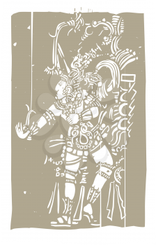 Royalty Free Clipart Image of a Mayan Warrior