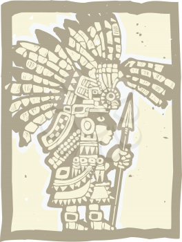 Royalty Free Clipart Image of a Teotihuacan Warrior