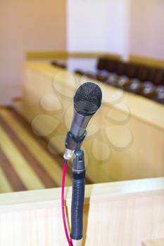 Royalty Free Photo of a Microphone at a Podium