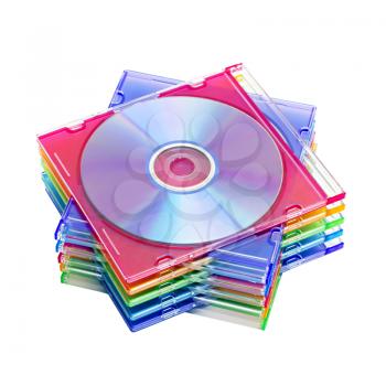 Royalty Free Photo of a Stack of Colorful Compact Discs