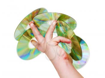 Royalty Free Photo of a Person Holding Compact Discs