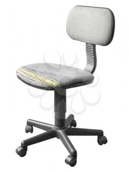 shabby old office chair isolated on a white background