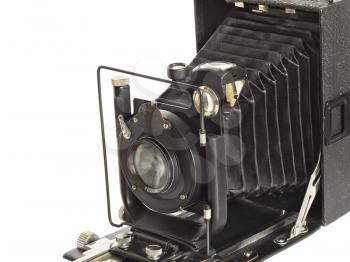 vintage photographic camera isolated on white background