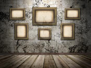  picture frames on a stone grange background