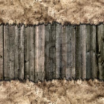 Royalty Free Photo of an Old Torn Paper With a Wooden Background