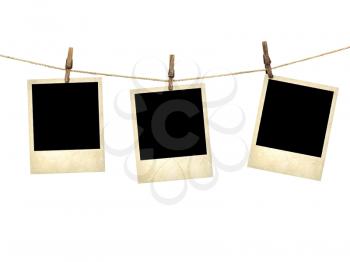 Royalty Free Photo of a Polaroids on a Clothesline