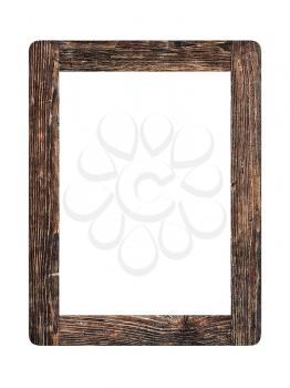 Simple old vintage wooden picture frame isolated on white background