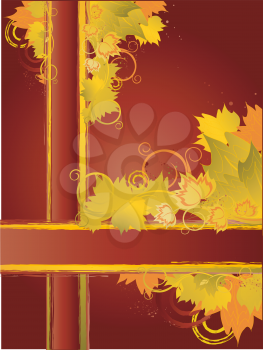 Autumn background with floral frame and leafs