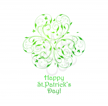 St. Patrick's background With Design Ornate Clover And Text