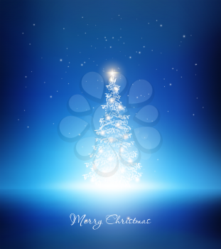 Christmas Night Background With Tree