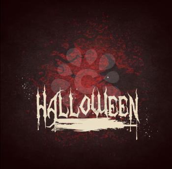Halloween Grunge Background With Crow, Tree And Text