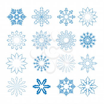 Set Of Snowflakes On A White Background