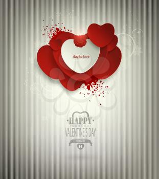 Valentine's Day Background With Flower, Hearts And Title Inscription
