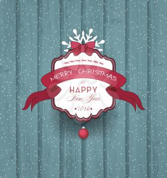 Christmas Wooden Background With Title Inscription And Snow