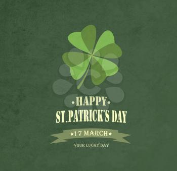 Vintage Saint Patrick's Day Background  With Clover And Title Inscription