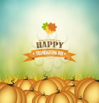 Thanksgiving Day Background With Pumpkins And Title Inscription