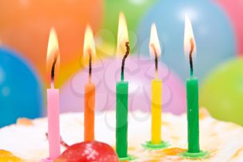 Royalty Free Photo of Candles on a Birthday Cake
