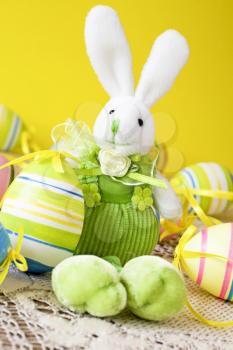 Royalty Free Photo of an Easter Bunny and Eggs