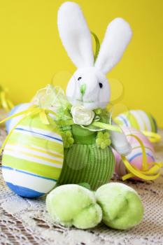 Royalty Free Photo of an Easter Bunny and Eggs