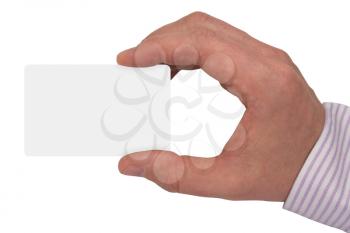 Royalty Free Photo of a Person Holding a Blank Card
