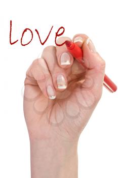 Royalty Free Photo of a Hand Writing Love
