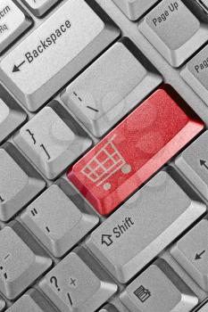 Royalty Free Photo of a Keyboard With a Shopping Cart Button