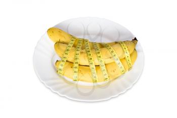 Royalty Free Photo of Bananas Wrapped in Measuring Tape