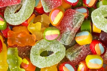 An assortment of colorful jelly and sugar sweets